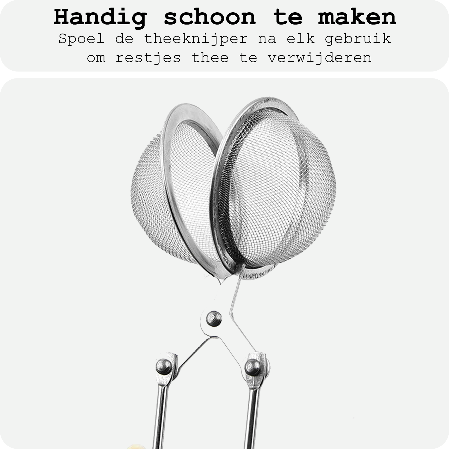 BASEY. Theezeef met Handgreep Theefilter RVS - Thee Ei Theezeefjes voor Losse Thee -  Zilver