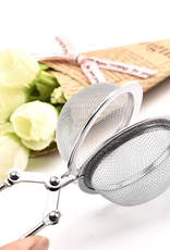 BASEY. Theezeef met Handgreep Theefilter RVS - Thee Ei Theezeefjes voor Losse Thee -  Zilver
