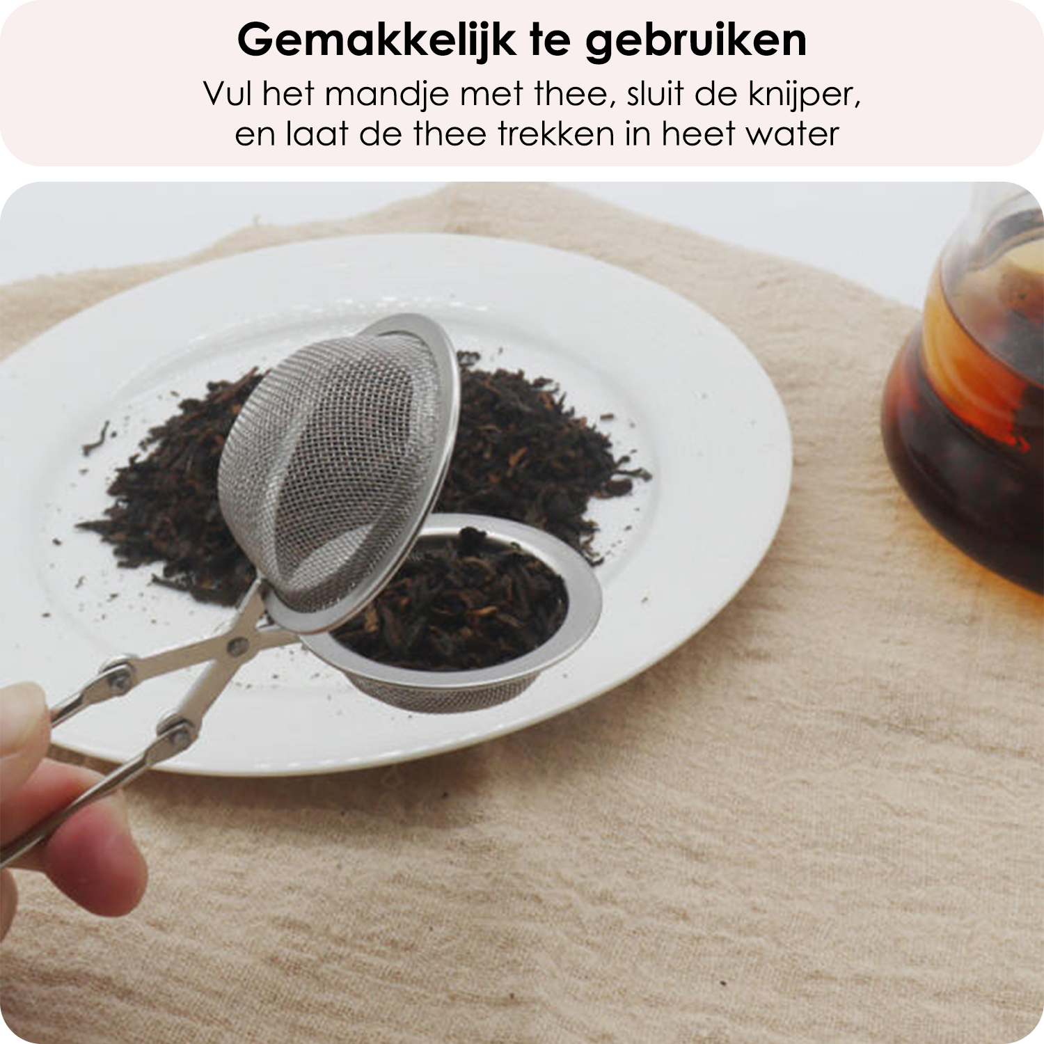 NoXx Theezeef met Knijper Thee Filter RVS Thee Ei - Theefilter voor Losse Thee - Zilver