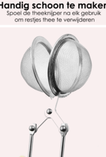 NoXx Theezeef met Knijper Thee Filter RVS Thee Ei - Theefilter voor Losse Thee - Zilver