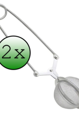 BASEY. Theezeef met Handgreep Theefilter RVS - Thee Ei Theezeefjes voor Losse Thee -  Zilver - 2 Stuks