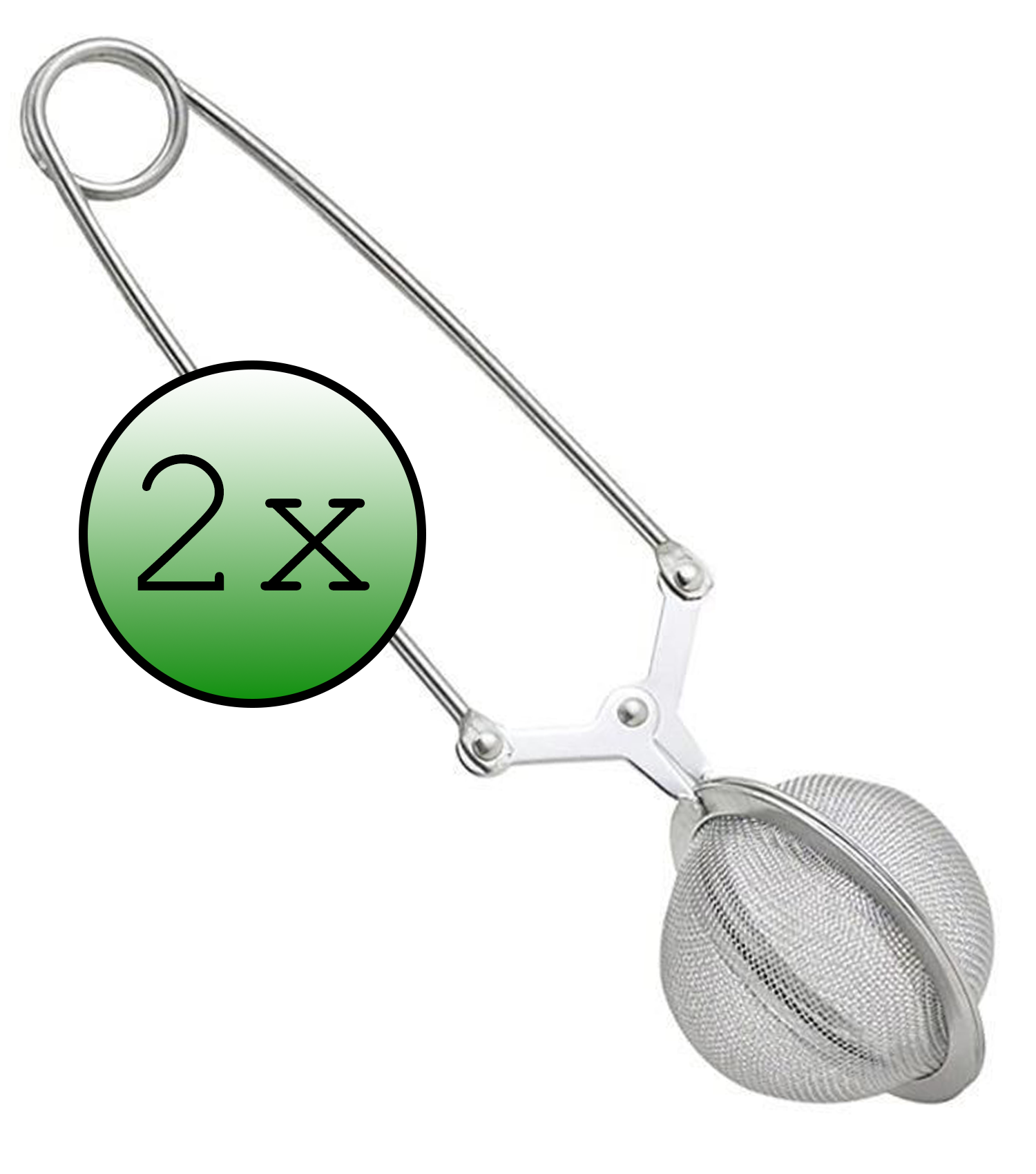 BASEY. Theezeef met Handgreep Theefilter RVS - Thee Ei Theezeefjes voor Losse Thee -  Zilver - 2 Stuks