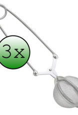 BASEY. Theezeef met Handgreep Theefilter RVS - Thee Ei Theezeefjes voor Losse Thee -  Zilver - 3 Stuks