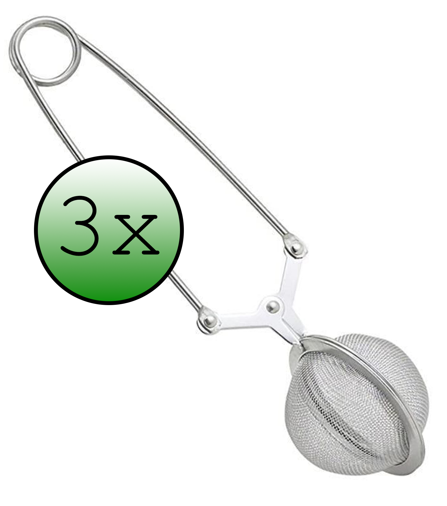 BASEY. Theezeef met Handgreep Theefilter RVS - Thee Ei Theezeefjes voor Losse Thee -  Zilver - 3 Stuks