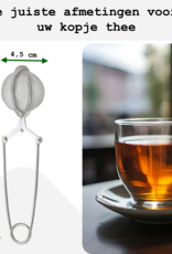 BASEY. Theezeef met Handgreep Theefilter RVS - Thee Ei Theezeefjes voor Losse Thee -  Zilver - 3 Stuks