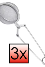 NoXx Theezeef met Knijper Thee Filter RVS Thee Ei - Theefilter voor Losse Thee - Zilver -3x