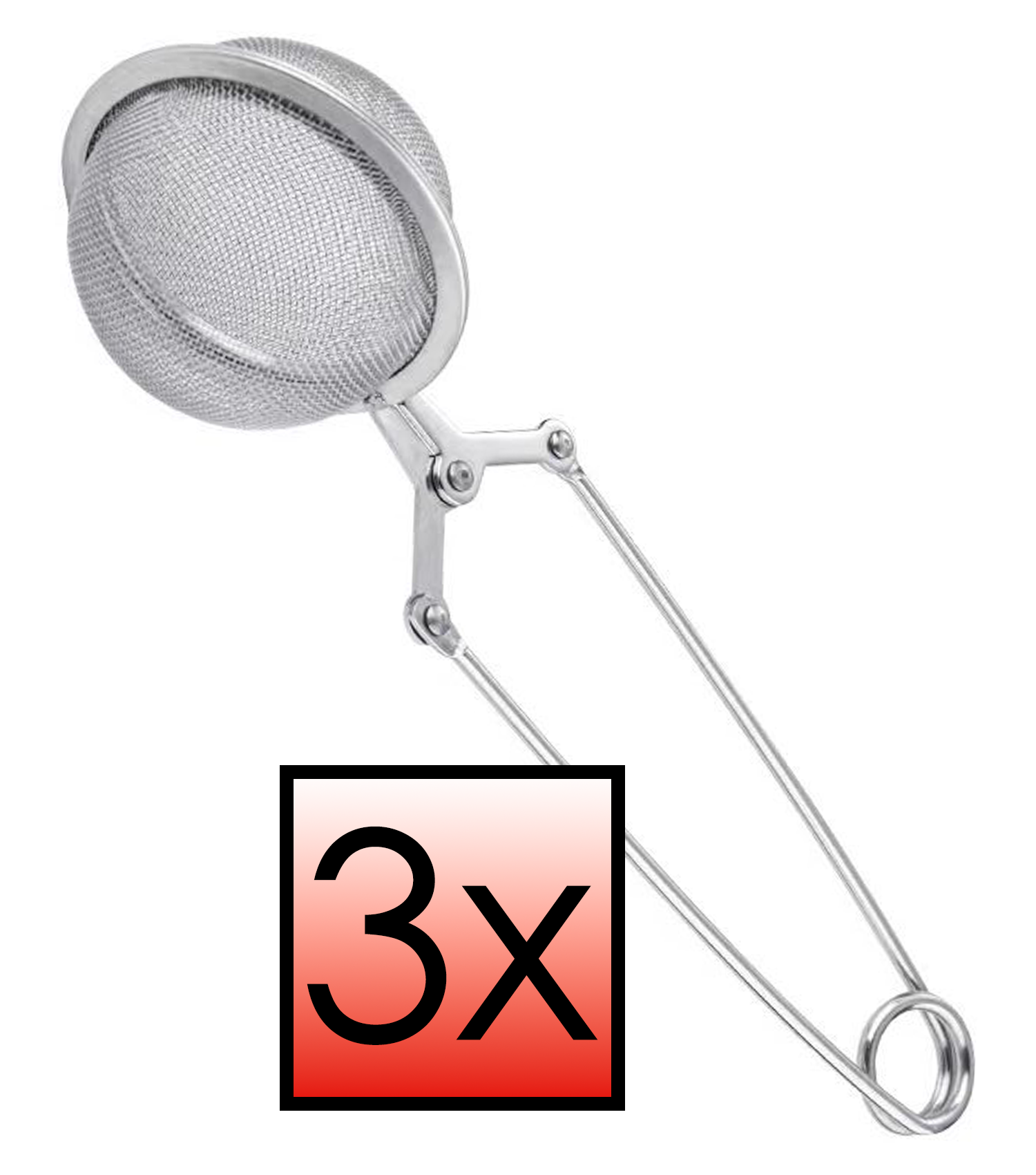 NoXx Theezeef met Knijper Thee Filter RVS Thee Ei - Theefilter voor Losse Thee - Zilver -3x