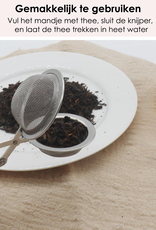 NoXx Theezeef met Knijper Thee Filter RVS Thee Ei - Theefilter voor Losse Thee - Zilver -3x