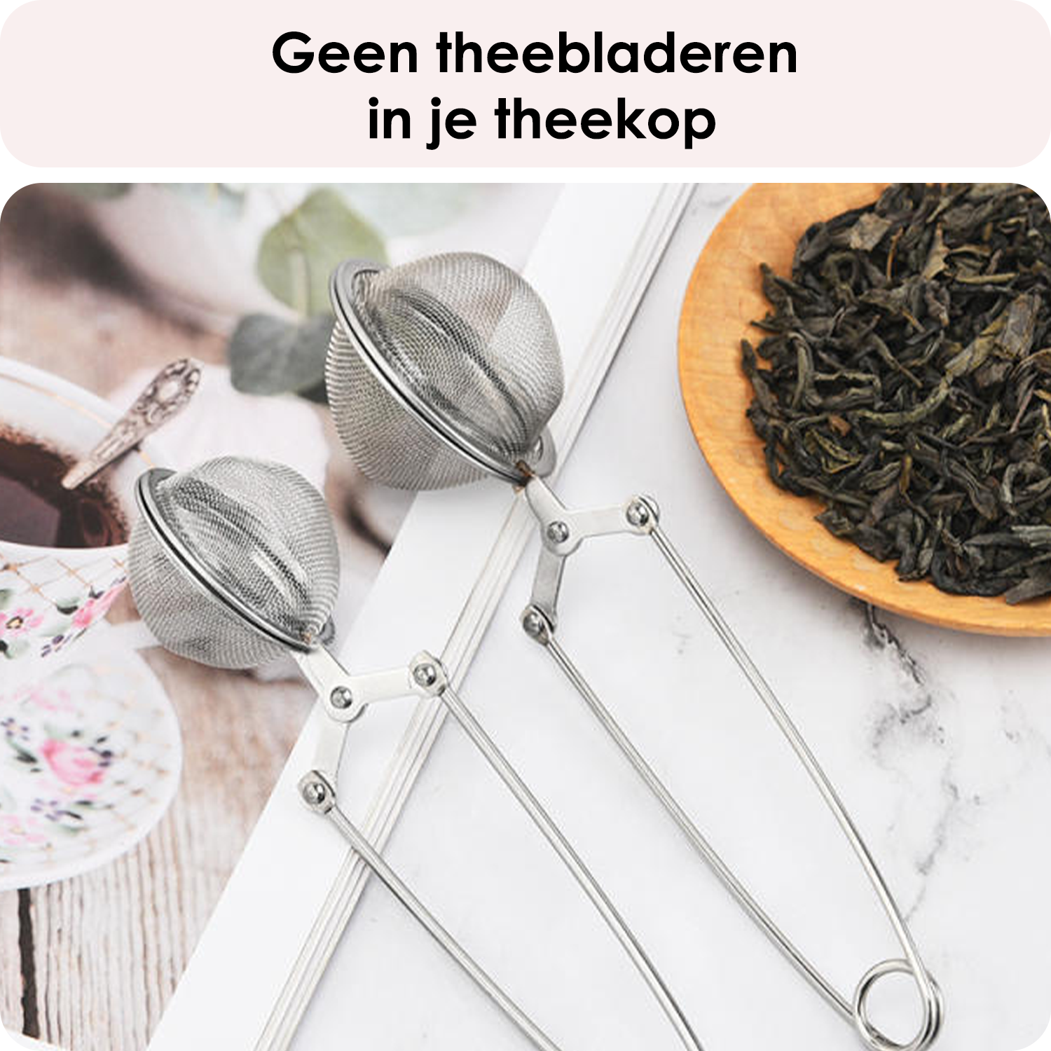 NoXx Theezeef met Knijper Thee Filter RVS Thee Ei - Theefilter voor Losse Thee - Zilver -3x