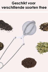 NoXx Theezeef met Knijper Thee Filter RVS Thee Ei - Theefilter voor Losse Thee - Zilver -3x