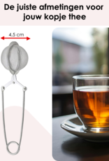 NoXx Theezeef met Knijper Thee Filter RVS Thee Ei - Theefilter voor Losse Thee - Zilver -3x