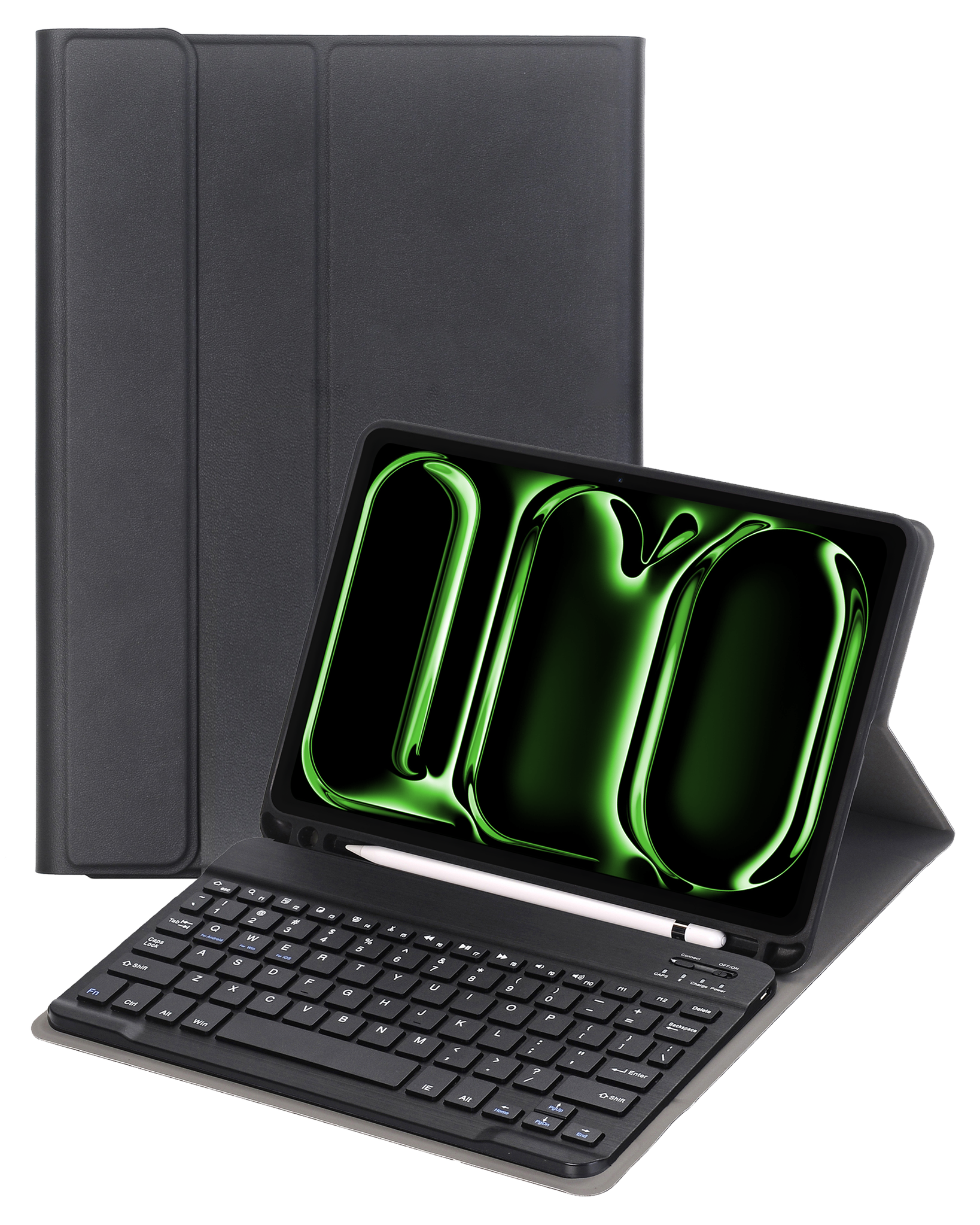 BASEY. iPad Pro 13 inch 2024 Hoesje Toetsenbord Hoes Luxe Keyboard Case Cover (10,9 inch) - Zwart