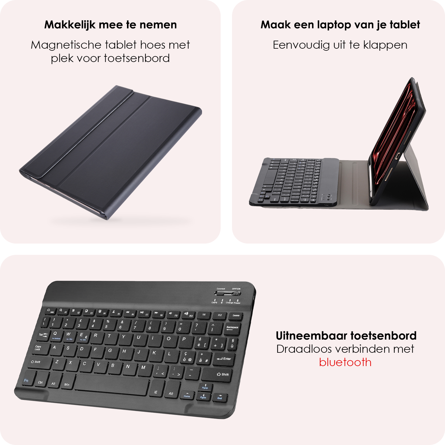 NoXx iPad Pro 11 inch 2024 Hoesje Toetsenbord Hoes Luxe Keyboard Case Cover (10,9 inch) - Zwart
