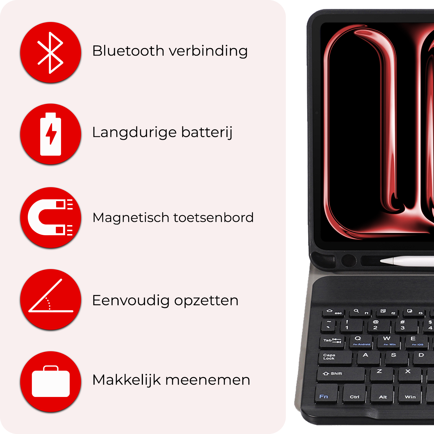 NoXx iPad Pro 13 inch 2024 Hoesje Toetsenbord Hoes Luxe Keyboard Case Cover (10,9 inch) - Zwart