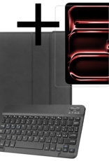 NoXx iPad Pro 13 inch 2024 Hoesje Toetsenbord En Screenprotector - iPad Pro 13 inch 2024 Hoes Luxe Keyboard Case Cover Met Bescherm Glas (10,9 inch) - Zwart