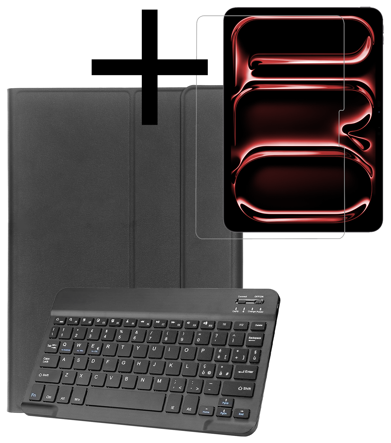 NoXx iPad Pro 13 inch 2024 Hoesje Toetsenbord En Screenprotector - iPad Pro 13 inch 2024 Hoes Luxe Keyboard Case Cover Met Bescherm Glas (10,9 inch) - Zwart