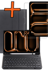 Nomfy iPad Pro 11 inch 2024 Hoesje Toetsenbord En Screenprotector - iPad Pro 11 inch 2024 Hoes Luxe Keyboard Case Cover Met Bescherm Glas (10,9 inch) - Zwart