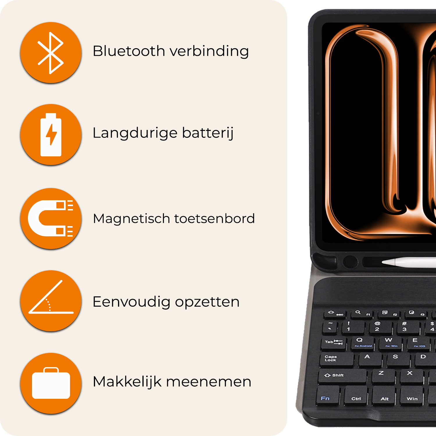 Nomfy iPad Pro 13 inch 2024 Hoesje Toetsenbord Hoes Luxe Keyboard Case Cover (10,9 inch) - Zwart