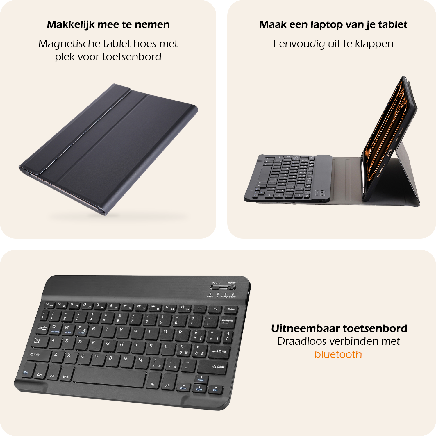 Nomfy iPad Pro 13 inch 2024 Hoesje Toetsenbord Hoes Luxe Keyboard Case Cover (10,9 inch) - Zwart