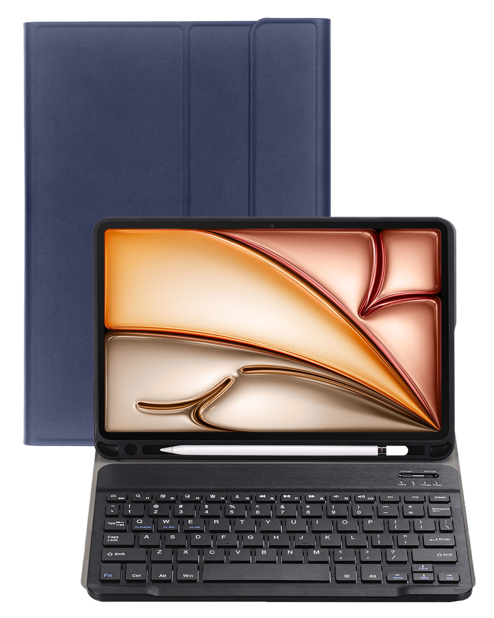 Nomfy iPad Air 6 (13 inch) Hoesje Toetsenbord Hoes Luxe Keyboard Case Cover (10,9 inch) - Donkerblauw