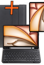 Nomfy iPad Air 6 (11 inch) Hoesje Toetsenbord En Screenprotector - iPad Air 6 (11 inch) Hoes Luxe Keyboard Case Cover Met Bescherm Glas (10,9 inch) - Zwart