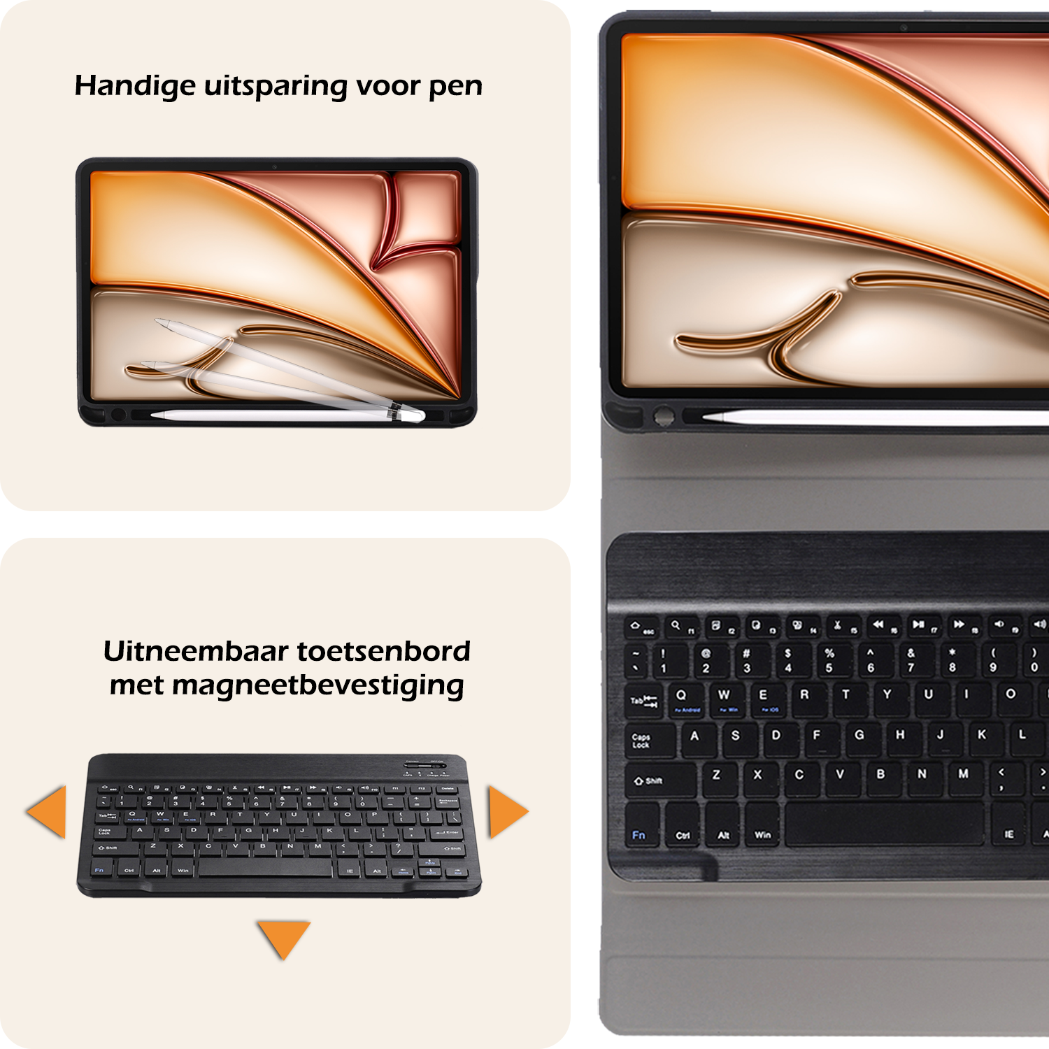 Nomfy iPad Air 6 (11 inch) Hoesje Toetsenbord En Screenprotector - iPad Air 6 (11 inch) Hoes Luxe Keyboard Case Cover Met Bescherm Glas (10,9 inch) - Donkerblauw