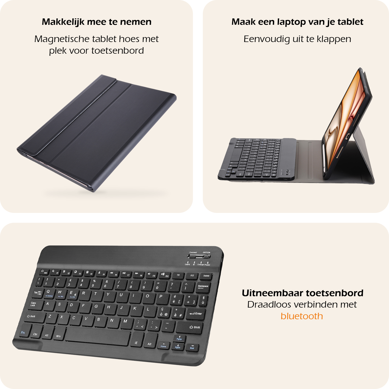 Nomfy iPad Air 6 (11 inch) Hoesje Toetsenbord En Screenprotector - iPad Air 6 (11 inch) Hoes Luxe Keyboard Case Cover Met Bescherm Glas (10,9 inch) - Zwart