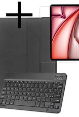 NoXx iPad Air 6 (11 inch) Hoesje Toetsenbord En Screenprotector - iPad Air 6 (11 inch) Hoes Luxe Keyboard Case Cover Met Bescherm Glas (10,9 inch) - Zwart