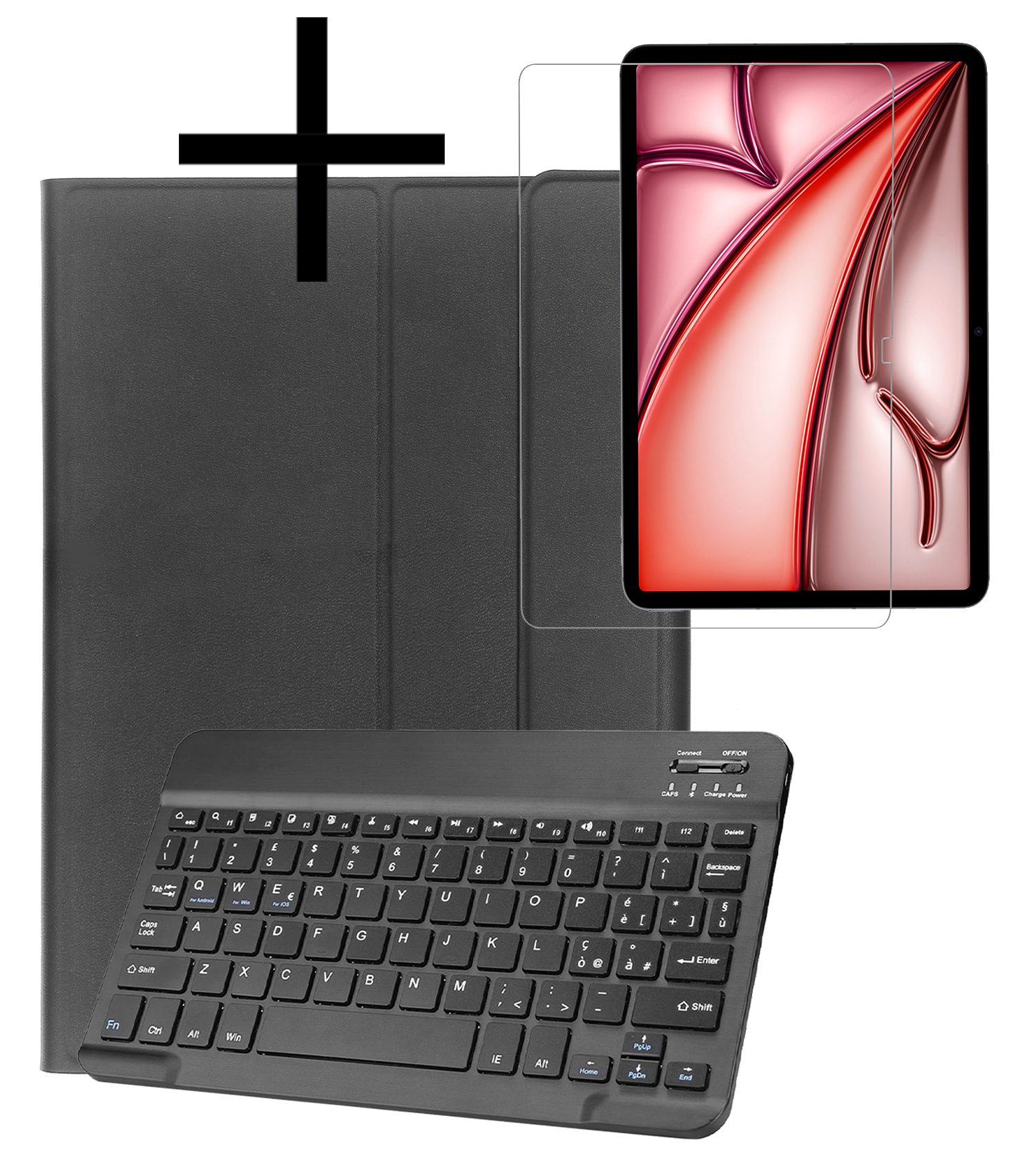 NoXx iPad Air 6 (11 inch) Hoesje Toetsenbord En Screenprotector - iPad Air 6 (11 inch) Hoes Luxe Keyboard Case Cover Met Bescherm Glas (10,9 inch) - Zwart