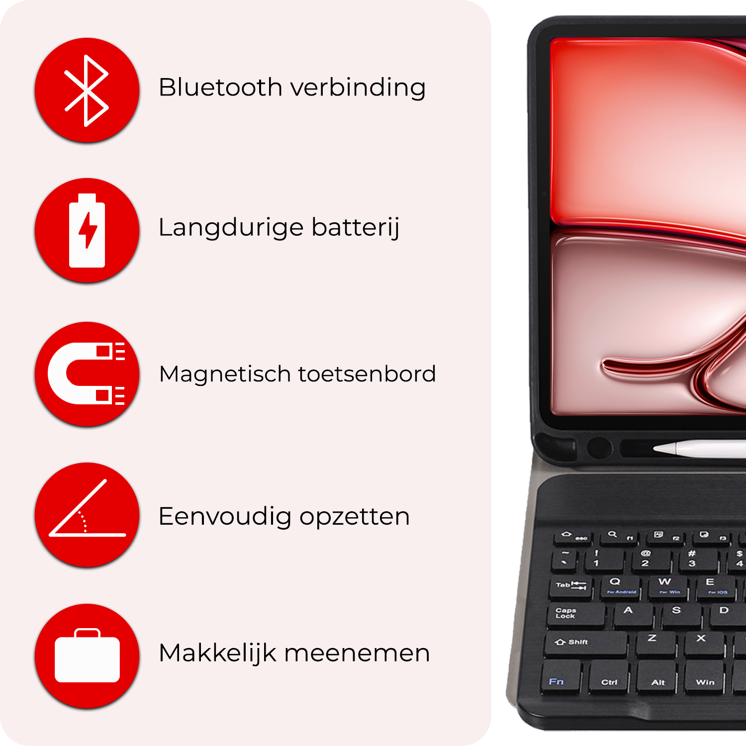 NoXx iPad Air 6 (11 inch) Hoesje Toetsenbord En Screenprotector - iPad Air 6 (11 inch) Hoes Luxe Keyboard Case Cover Met Bescherm Glas (10,9 inch) - Zwart