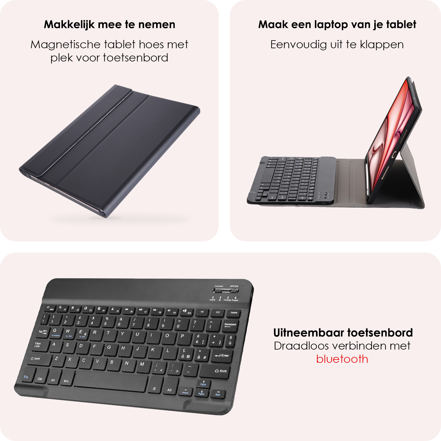 NoXx iPad Air 6 (11 inch) Hoesje Toetsenbord En Screenprotector - iPad Air 6 (11 inch) Hoes Luxe Keyboard Case Cover Met Bescherm Glas (10,9 inch) - Zwart