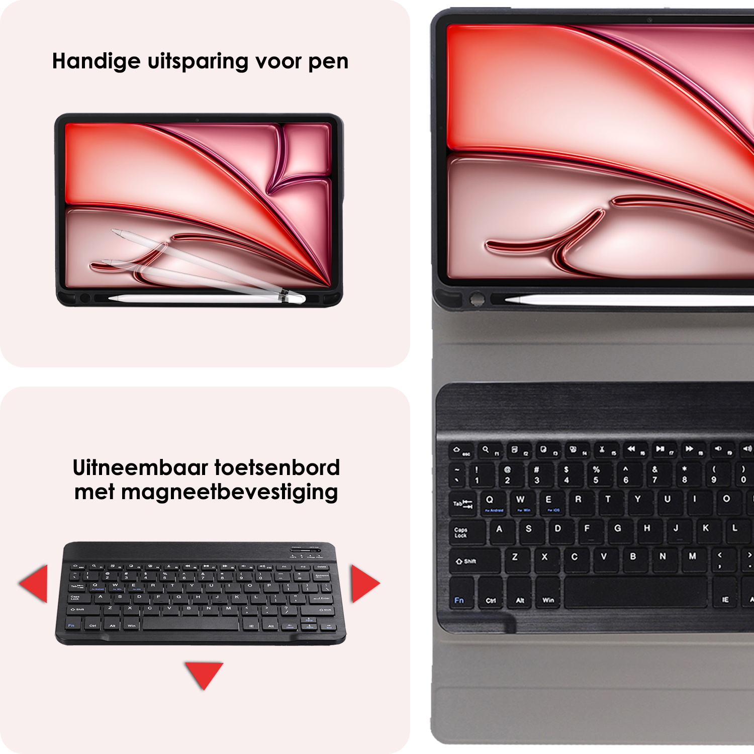 NoXx iPad Air 6 (11 inch) Hoesje Toetsenbord En Screenprotector - iPad Air 6 (11 inch) Hoes Luxe Keyboard Case Cover Met Bescherm Glas (10,9 inch) - Zwart
