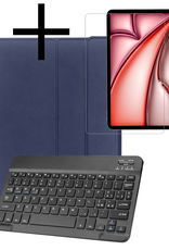NoXx iPad Air 6 (11 inch) Hoesje Toetsenbord En Screenprotector - iPad Air 6 (11 inch) Hoes Luxe Keyboard Case Cover Met Bescherm Glas (10,9 inch) - Donkerblauw