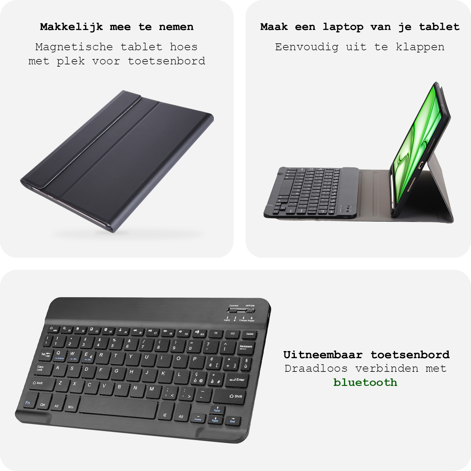 BASEY. iPad Air 6 (13 inch) Hoesje Toetsenbord Hoes Luxe Keyboard Case Cover (10,9 inch) - Zwart