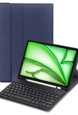 BASEY. iPad Air 6 (11 inch) Hoesje Toetsenbord Hoes Luxe Keyboard Case Cover (10,9 inch) - Donkerblauw