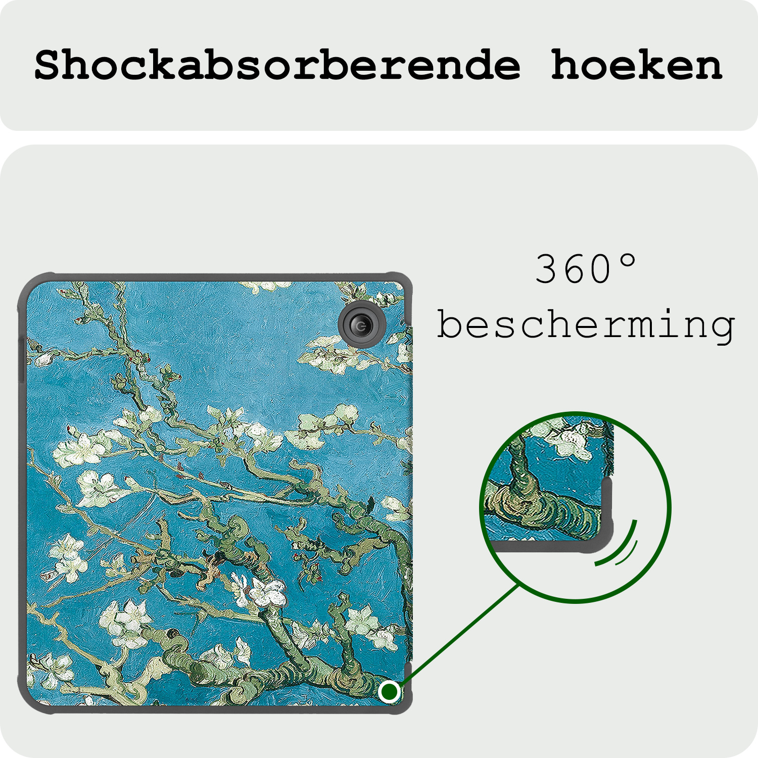 BASEY. Hoes Geschikt voor Kobo Libra Colour Hoesje Bookcase Cover Hoes - Hoesje Geschikt voor Kobo Libra Colour Hoes Cover Case - Bloesem