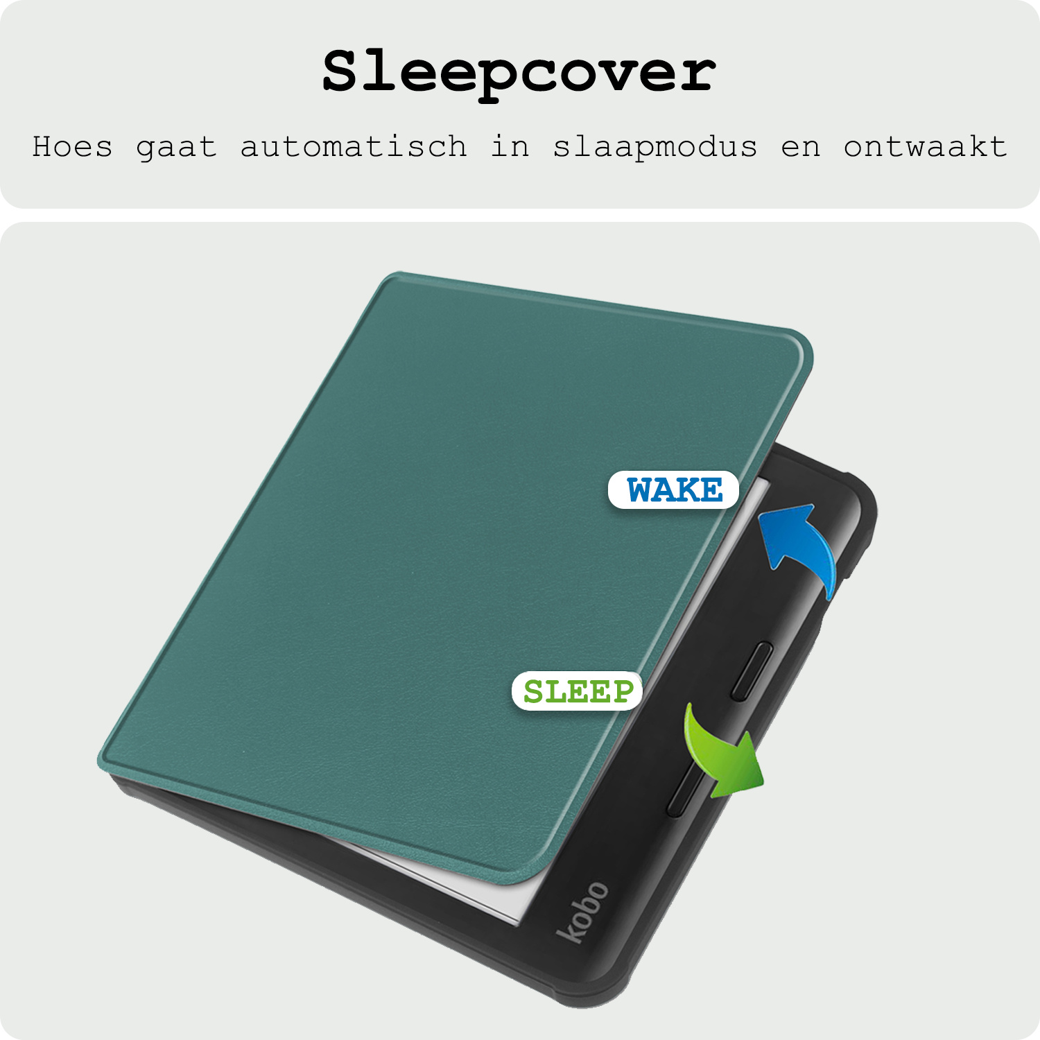 BASEY. Hoes Geschikt voor Kobo Libra Colour Hoesje Bookcase Cover Hoes - Hoesje Geschikt voor Kobo Libra Colour Hoes Cover Case - Donkergroen