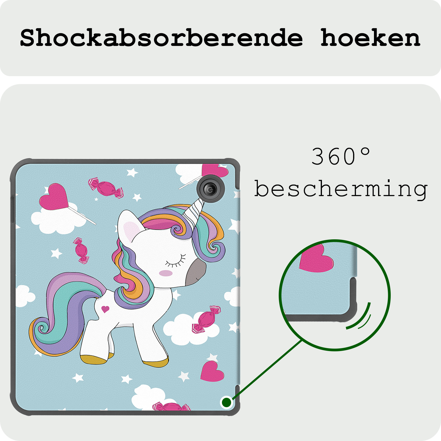 BASEY. Hoes Geschikt voor Kobo Libra Colour Hoesje Bookcase Cover Hoes - Hoesje Geschikt voor Kobo Libra Colour Hoes Cover Case - Eenhoorn