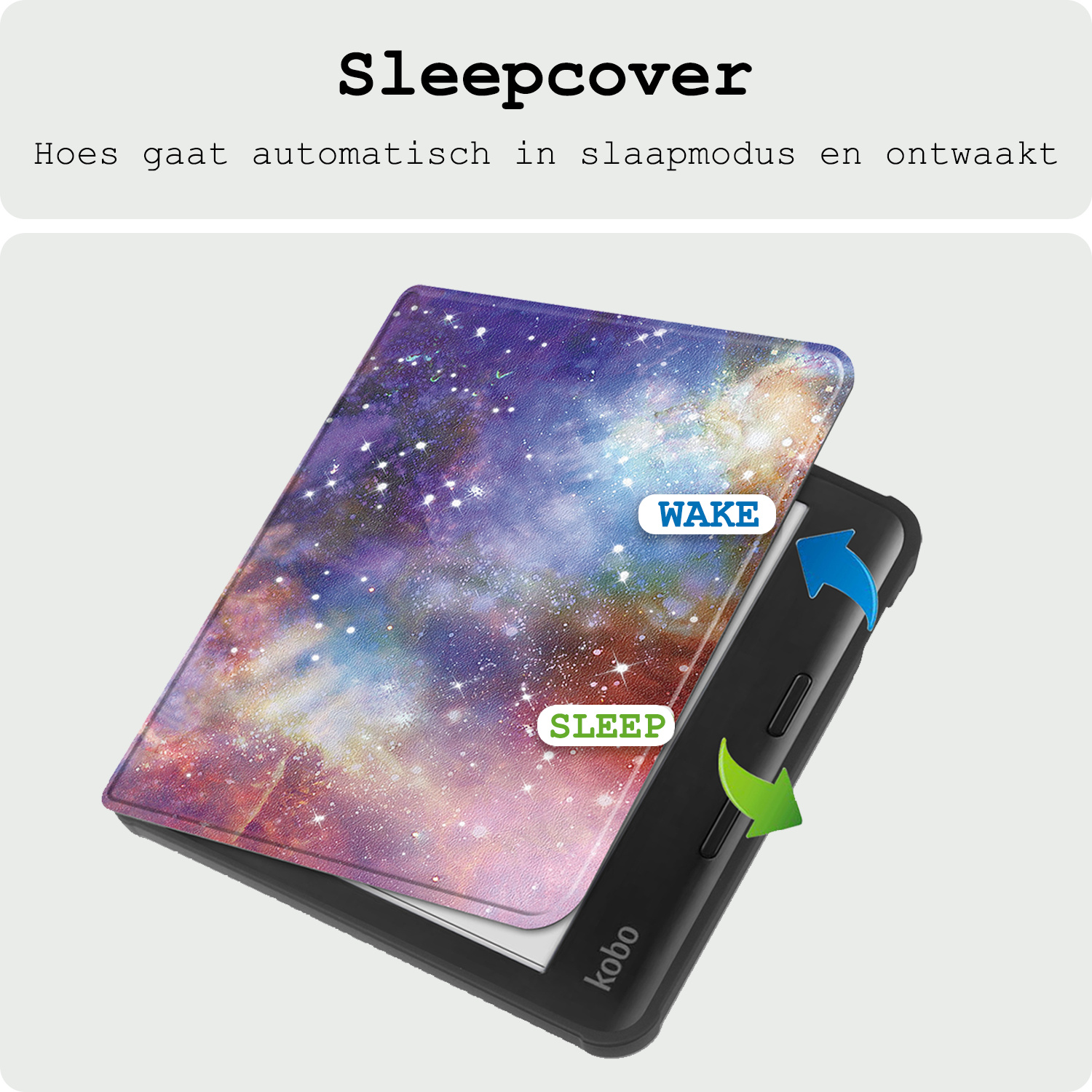 BASEY. Hoes Geschikt voor Kobo Libra Colour Hoesje Bookcase Cover Hoes - Hoesje Geschikt voor Kobo Libra Colour Hoes Cover Case - Galaxy