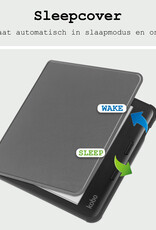 BASEY. Hoes Geschikt voor Kobo Libra Colour Hoesje Bookcase Cover Hoes - Hoesje Geschikt voor Kobo Libra Colour Hoes Cover Case - Grijs