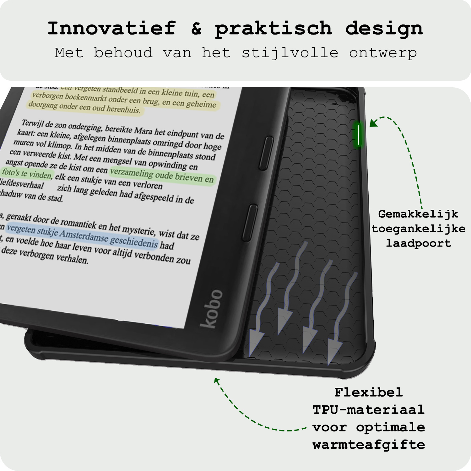 BASEY. Hoes Geschikt voor Kobo Libra Colour Hoesje Bookcase Cover Hoes - Hoesje Geschikt voor Kobo Libra Colour Hoes Cover Case - Grijs