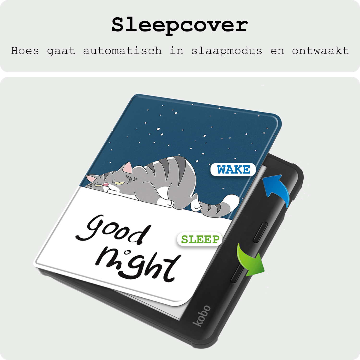 BASEY. Hoes Geschikt voor Kobo Libra Colour Hoesje Bookcase Cover Hoes - Hoesje Geschikt voor Kobo Libra Colour Hoes Cover Case - Kat