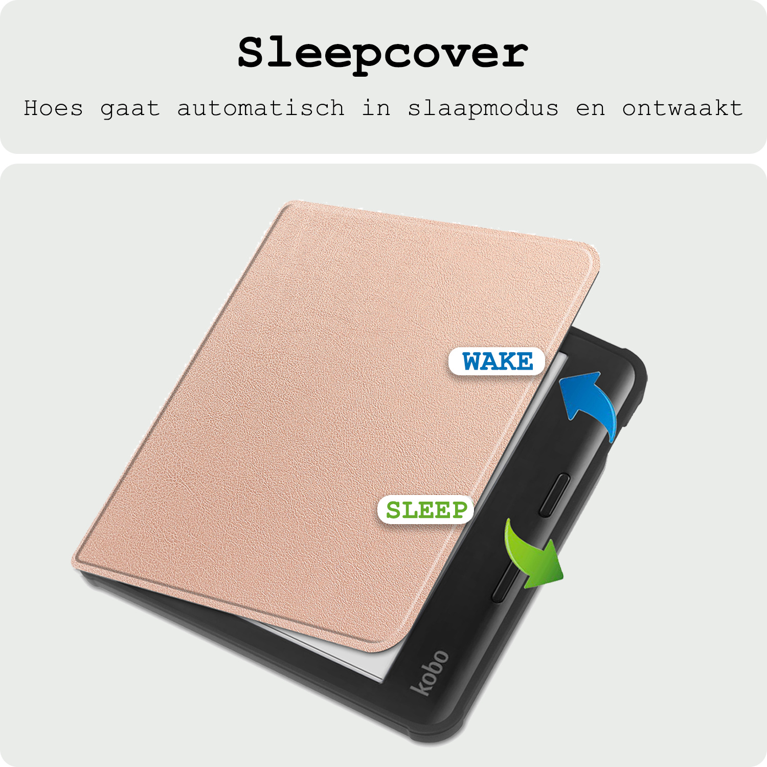 BASEY. Hoes Geschikt voor Kobo Libra Colour Hoesje Bookcase Cover Hoes - Hoesje Geschikt voor Kobo Libra Colour Hoes Cover Case - Rosé Goud