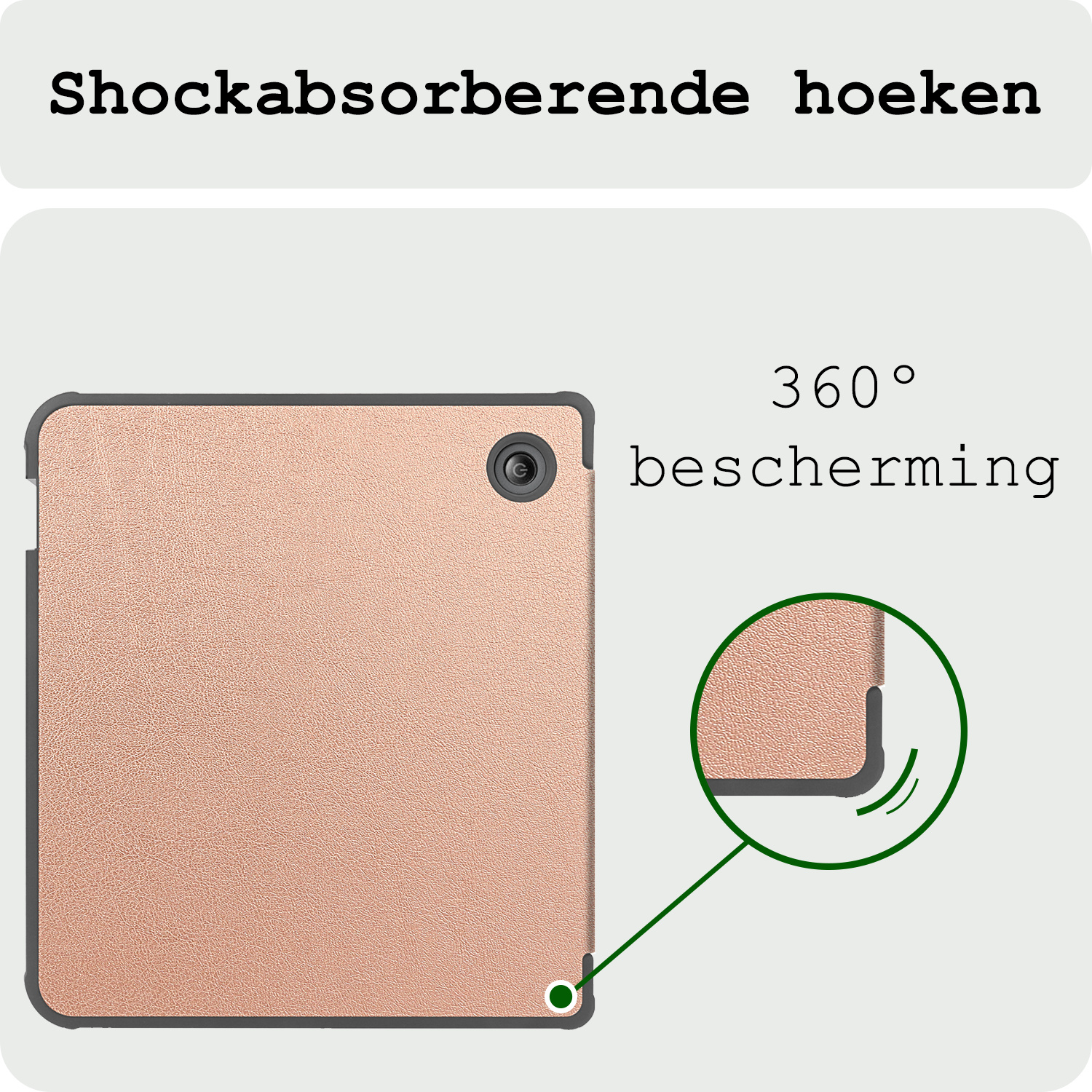 BASEY. Hoes Geschikt voor Kobo Libra Colour Hoesje Bookcase Cover Hoes - Hoesje Geschikt voor Kobo Libra Colour Hoes Cover Case - Rosé Goud