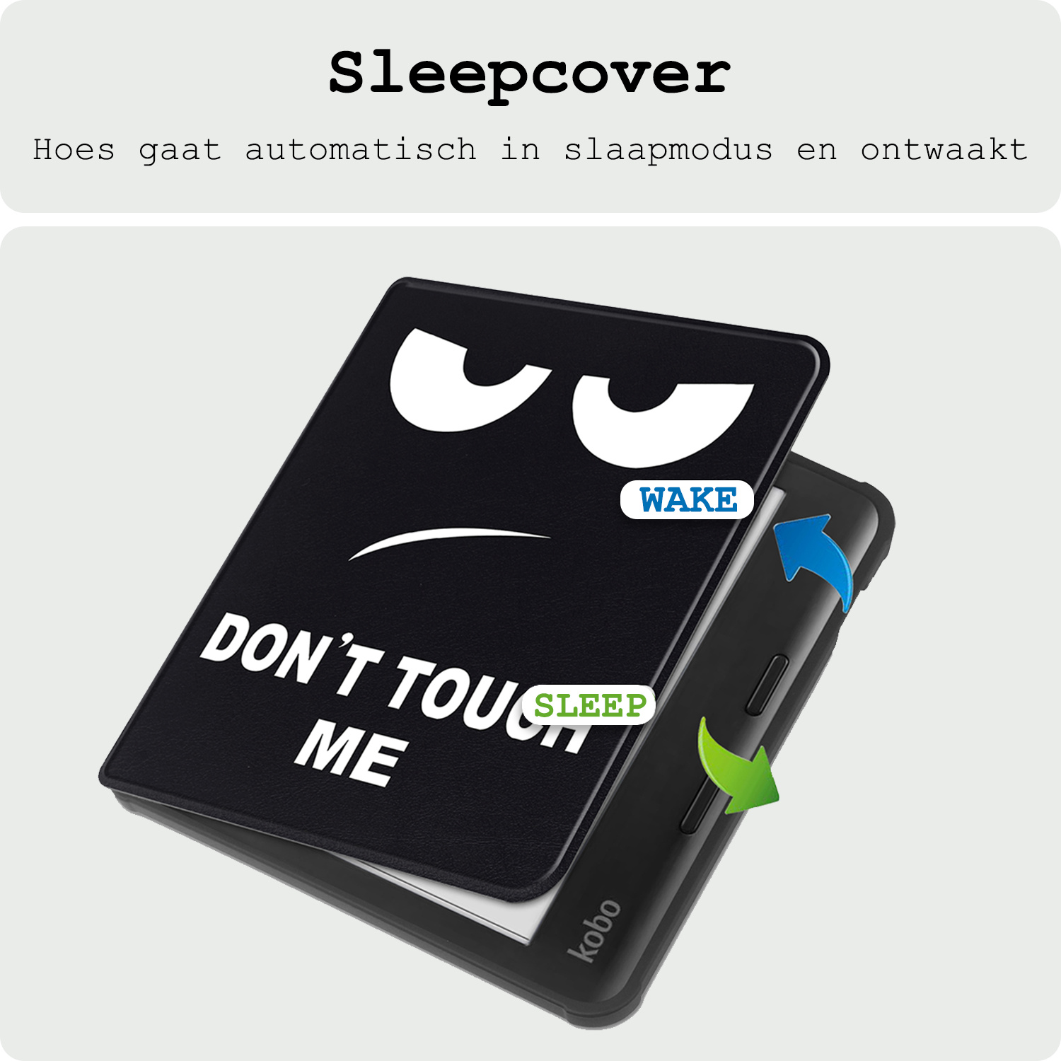 BASEY. Hoes Geschikt voor Kobo Libra Colour Hoesje Bookcase Cover Hoes - Hoesje Geschikt voor Kobo Libra Colour Hoes Cover Case - Don't Touch Me
