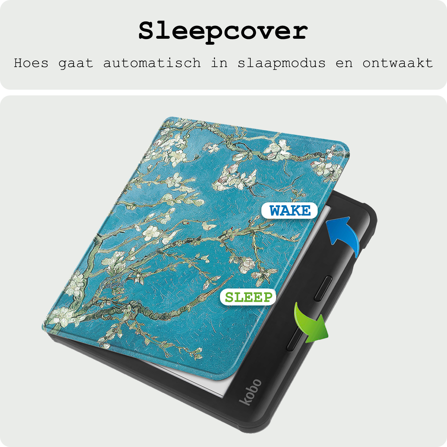 BASEY. Hoes Geschikt voor Kobo Libra Colour Hoesje Bookcase Cover Hoes Met Screenprotector - Hoesje Geschikt voor Kobo Libra Colour Hoes Cover Case - Bloesem