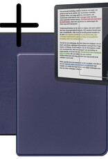 BASEY. Hoes Geschikt voor Kobo Libra Colour Hoesje Bookcase Cover Hoes Met Screenprotector - Hoesje Geschikt voor Kobo Libra Colour Hoes Cover Case - Donkerblauw