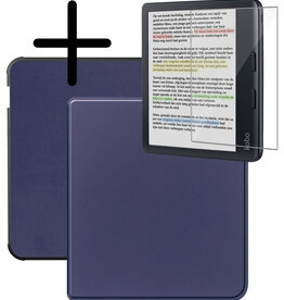 BASEY. BASEY. Kobo Libra Colour Hoesje Met Screenprotector - Donkerblauw