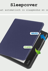 BASEY. Hoes Geschikt voor Kobo Libra Colour Hoesje Bookcase Cover Hoes Met Screenprotector - Hoesje Geschikt voor Kobo Libra Colour Hoes Cover Case - Donkerblauw