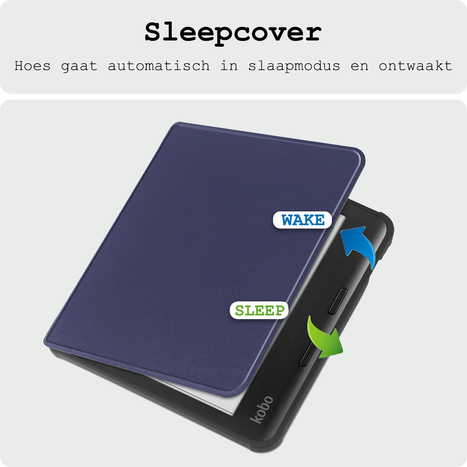 BASEY. Hoes Geschikt voor Kobo Libra Colour Hoesje Bookcase Cover Hoes Met Screenprotector - Hoesje Geschikt voor Kobo Libra Colour Hoes Cover Case - Donkerblauw